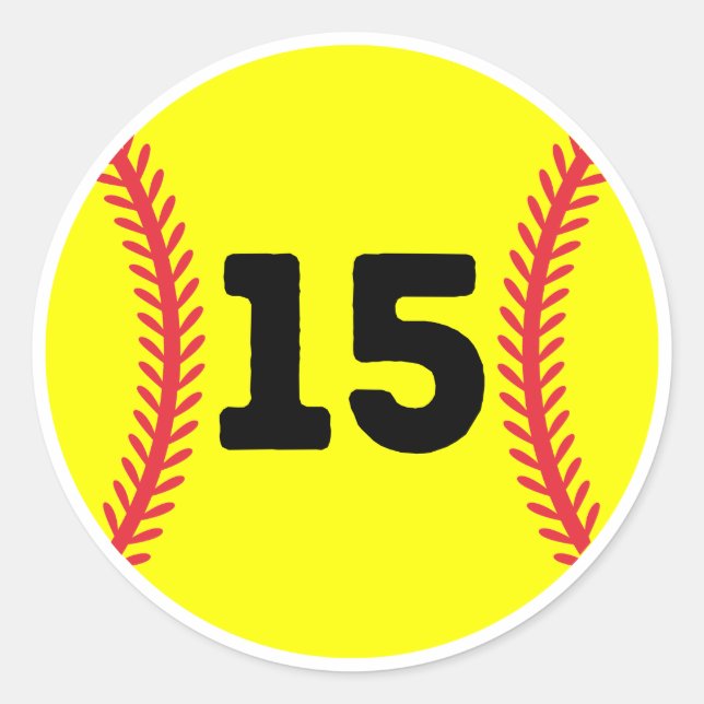Softball Player Jersey Favorite Number #15 Runder Aufkleber (Vorderseite)