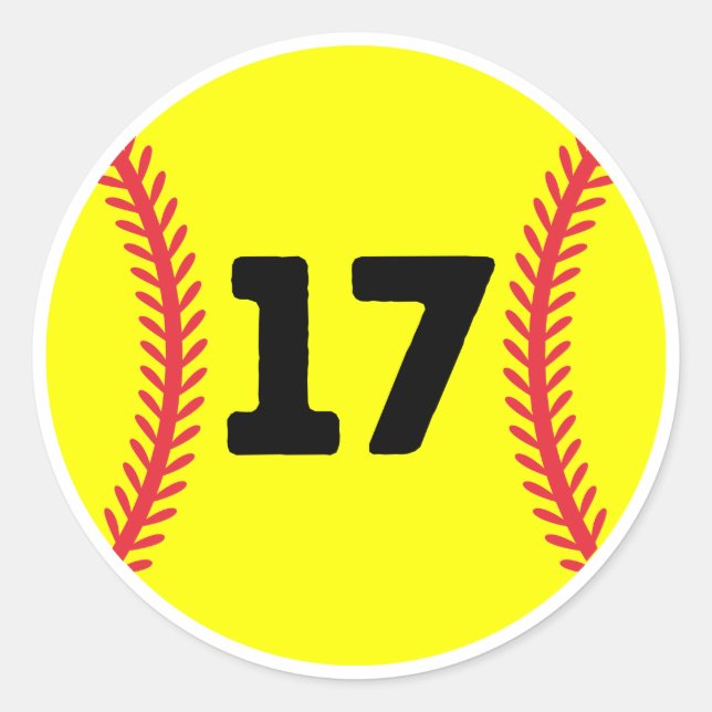 Softball Player Jersey Favorite Number #17 Runder Aufkleber (Vorderseite)