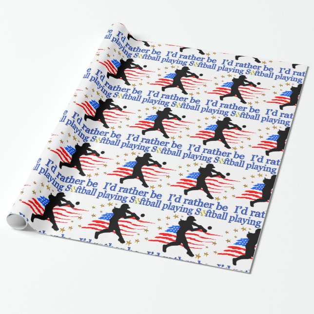 SOFTBALL PLAYER LIEBEN SOFTBALLDESIGN DER USA GESCHENKPAPIER (Ungerollt)
