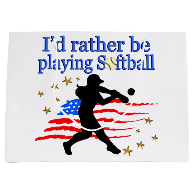 SOFTBALL PLAYER LIEBEN SOFTBALLDESIGN DER USA GROßE GESCHENKTÜTE (Vorderseite)
