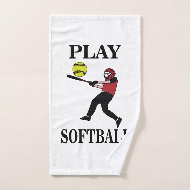 Softball Player Play Softball (Serviette à main)