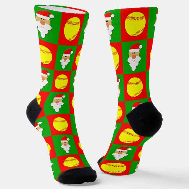 Softball Player Weihnachtsfeiertag Socken (Gewinkelt)