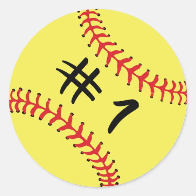 Softball Player Zurück Nr. 1 Nr. 1 Ball Sport Sti Runder Aufkleber (Vorderseite)