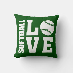 Softball Players, Love Softball, Green Kissen