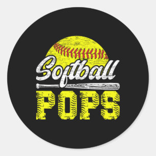 Softball-Pops Opa Pops eines Softball-Spielers Po Runder Aufkleber