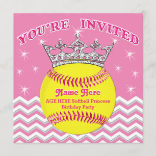 Softball Princess Softball Anniversaire Invitation