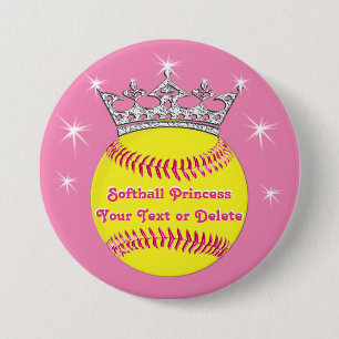Softball-Prinzessin Pins Tiara, Softball, IHR TEXT Button