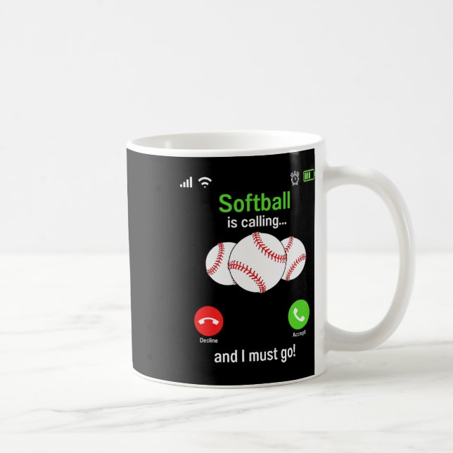 Softball ruft - Softball-Spieler trainiert Team Kaffeetasse (Rechts)