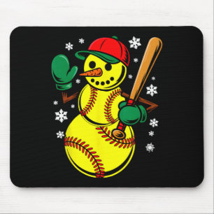 Softball-Santa-Hut-Schneemann-Weihnachten-Lustiger Mousepad