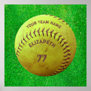 Softball-schmutziges Namensteam-Zahl-Ball-Plakat Poster