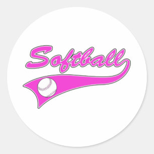 Softball-Schriftzug-Logo Pink Runder Aufkleber