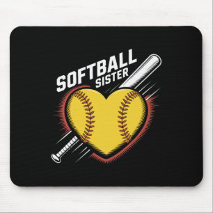 Softball-Schwester-Leben Fastpitch Herz Mit Schläg Mousepad