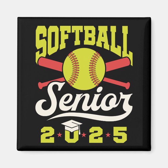 Softball Senior 2025 Schließen Player Athlete Magnet (Vorne)