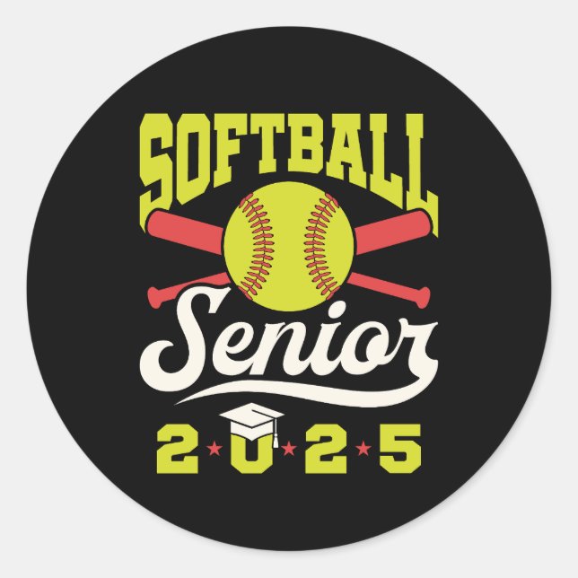 Softball Senior 2025 Schließen Player Athlete Runder Aufkleber (Vorderseite)