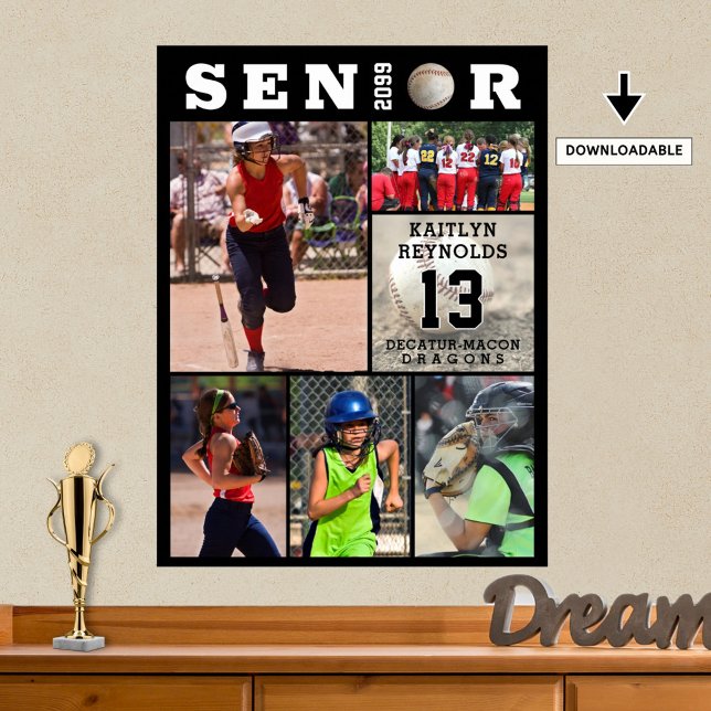 Softball Senior Abschluss 6 FotoCollage Poster (Von Creator hochgeladen)