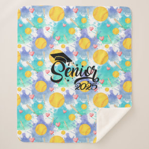 Softball Senior Abschluss Geschenk Aquarelltöne Sherpadecke