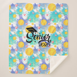 Softball Senior Abschluss Geschenk Aquarelltöne Sherpadecke