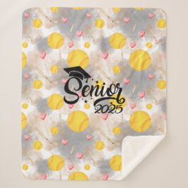 Softball Senior Abschluss Geschenk Aquarelltöne Sherpadecke