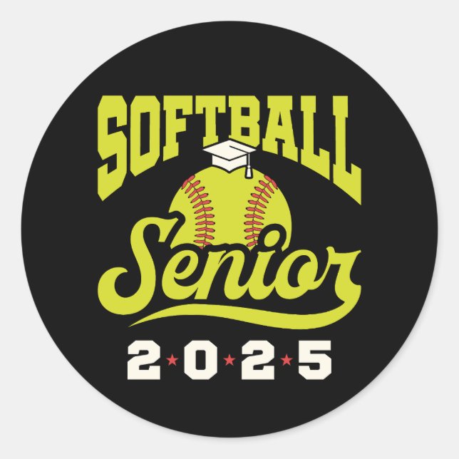 Softball Senior Class 2025 Runder Aufkleber (Vorderseite)