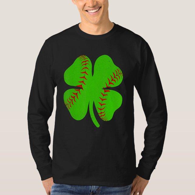 Softball Shamrock Lucky Clover Irish St Patrick's  T-Shirt (Vorderseite)