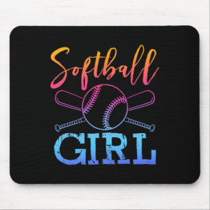 Softball-Shirt Mädchen Softball-Spielerin Softball Mousepad