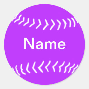 Softball-Silhouette Lila Runder Aufkleber