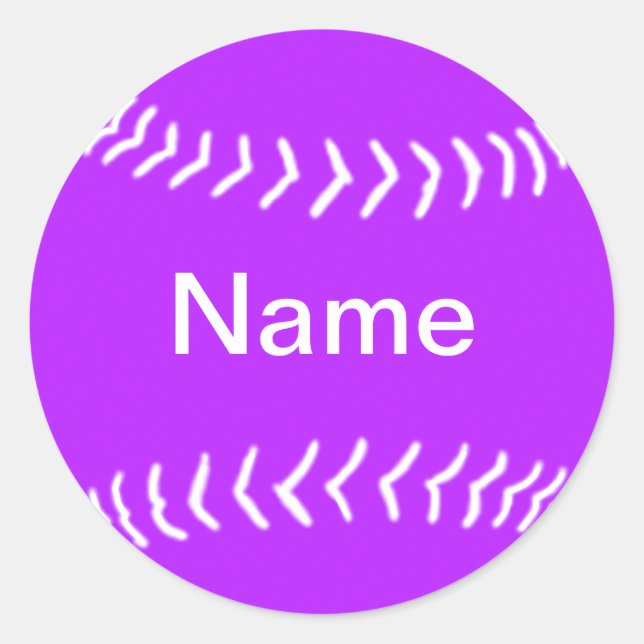 Softball-Silhouette Lila Runder Aufkleber (Vorderseite)