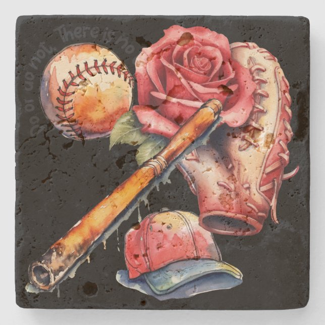 Softball Sommer Steinuntersetzer (Vorderseite)