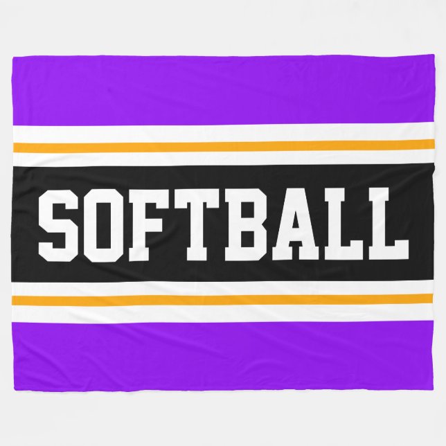 SOFTBALL Spaß Helle Lila schwarze, athletische Str Fleecedecke (Vorderseite (Horizontal))