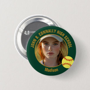 Softball-Spielerin-Foto High School Green Gold Button
