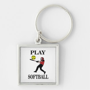 Softball-Spielerin spielt Softball Schlüsselanhänger