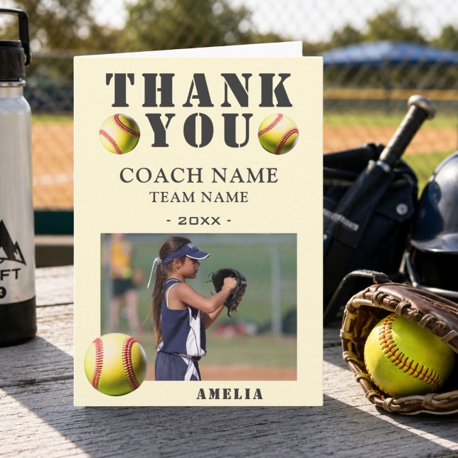 Softball-Sport-Foto-Trainer  Dankeskarte (Von Creator hochgeladen)