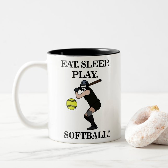 Softball Sports Player Zweifarbige Tasse (Mit Donut)