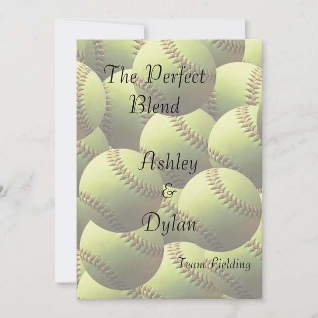 Softball Sports Theme Blended Family Wedding Einladung (Vorderseite)