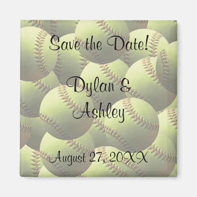 Softball Sports Wedding Thema Save the Date! Magnet (Vorne)