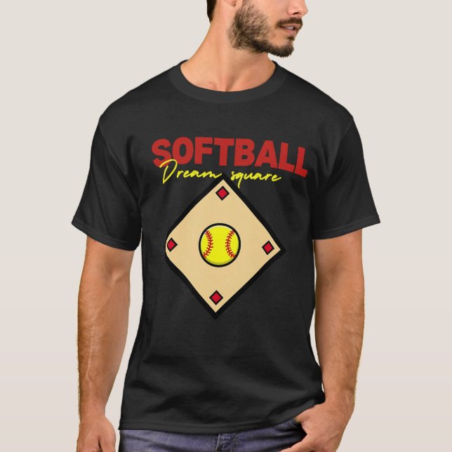 Softball Square: Spielen Sie hart, Shine Bright T-Shirt (Vorderseite)
