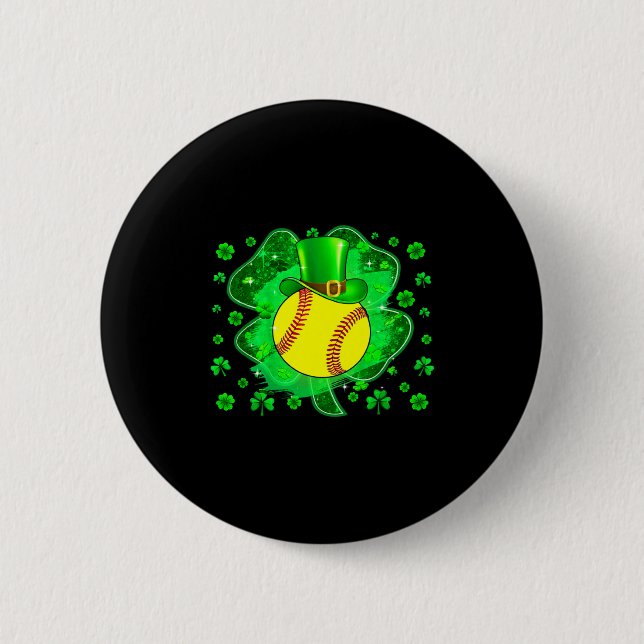 Softball St. Patrick's Day Leprechaun Shamrock Jun Button (Vorderseite)