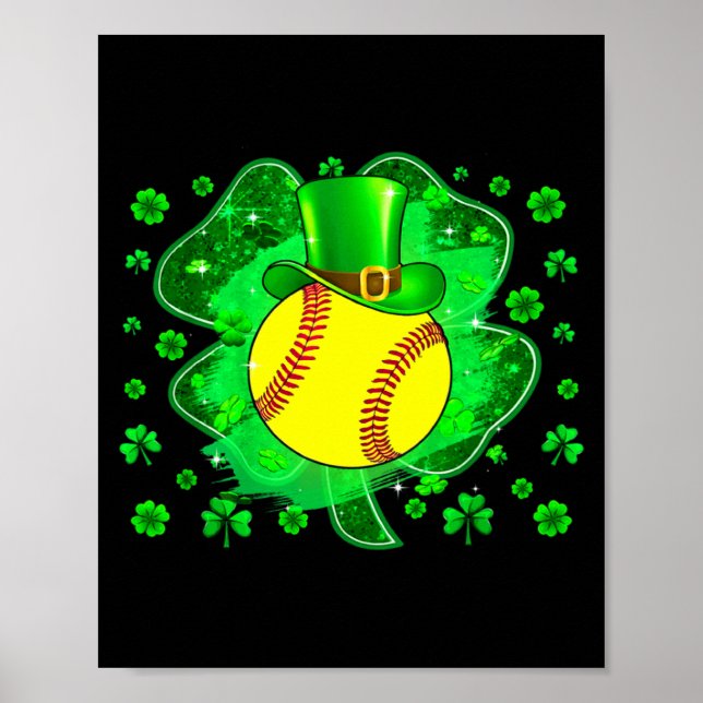 Softball St. Patrick's Day Leprechaun Shamrock Jun Poster (Vorne)