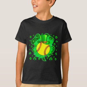 Softball St. Patricks Day Leprechaun Shamrock Jung T-Shirt