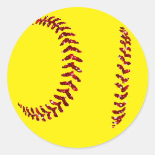 Softball-Stifte aus Red Glitzer Runder Aufkleber