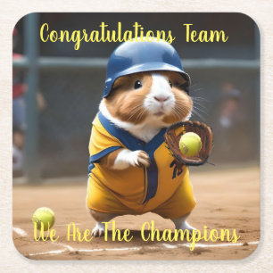 Softball-Superstar: Das große Spiel des Meerschwei Rechteckiger Pappuntersetzer