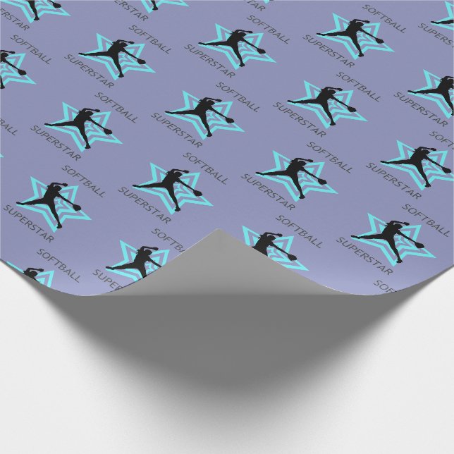 Softball Superstar Geschenkpapier (Ecke)