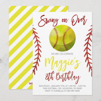 Softball-Swing über Geburtstag Einladung