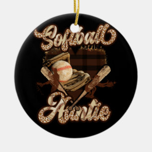 Softball Tante Heart Proud Softball Auntie Leopard Keramik Ornament