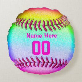 Softball-Team-Geschenke mit ihrem Namen und Zahl Rundes Kissen