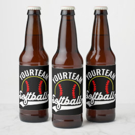 Softball Team Player ADD NAME Personalisierte Liga Bierflaschenetikett