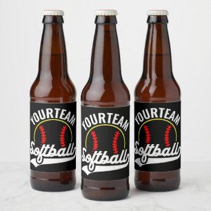 Softball Team Player ADD NAME Personalisierte Liga Bierflaschenetikett