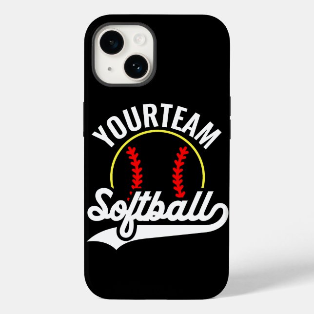 Softball Team Player ADD NAME Personalisierte Liga Case-Mate iPhone 14 Hülle (Rückseite)