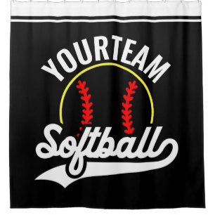 Softball Team Player ADD NAME Personalisierte Liga Duschvorhang
