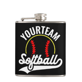 Softball Team Player ADD NAME Personalisierte Liga Flachmann